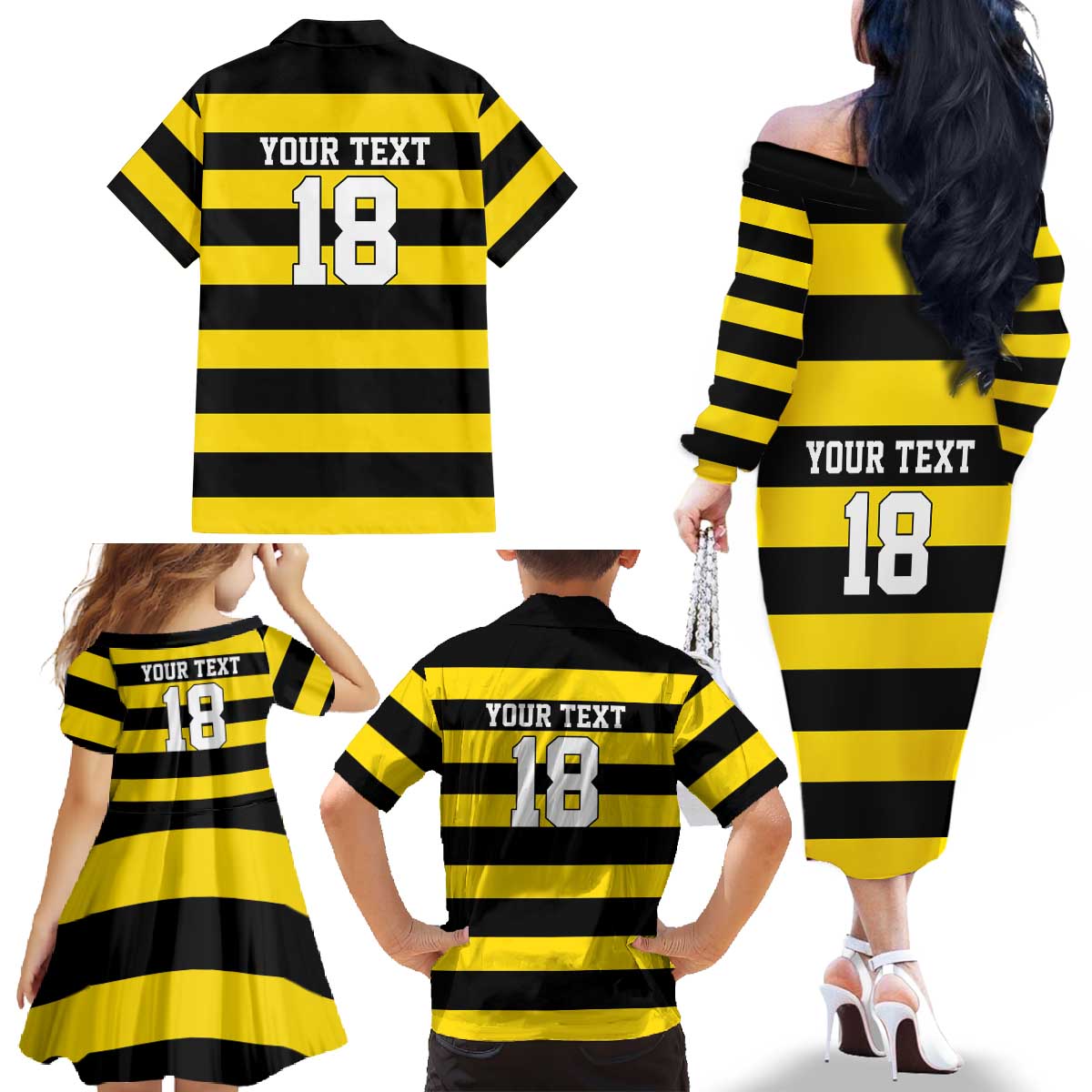 Custom Cornwall Rugby Family Matching Off The Shoulder Long Sleeve Dress and Hawaiian Shirt One and All - Wonder Print Shop