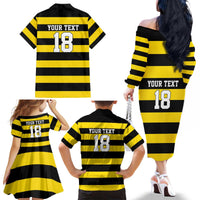 Custom Cornwall Rugby Family Matching Off The Shoulder Long Sleeve Dress and Hawaiian Shirt One and All - Wonder Print Shop