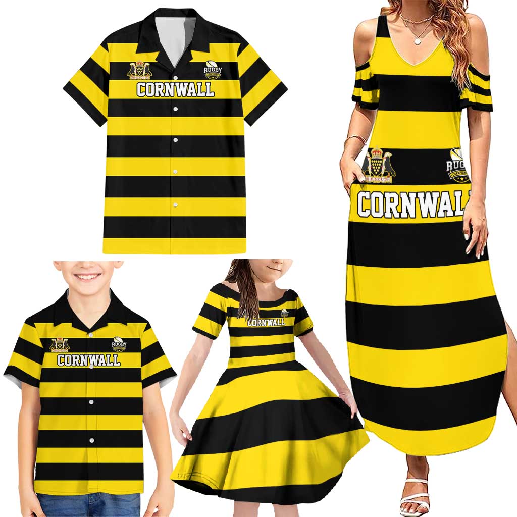 Custom Cornwall Rugby Family Matching Summer Maxi Dress and Hawaiian Shirt One and All - Wonder Print Shop