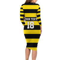 Custom Cornwall Rugby Long Sleeve Bodycon Dress One and All - Wonder Print Shop