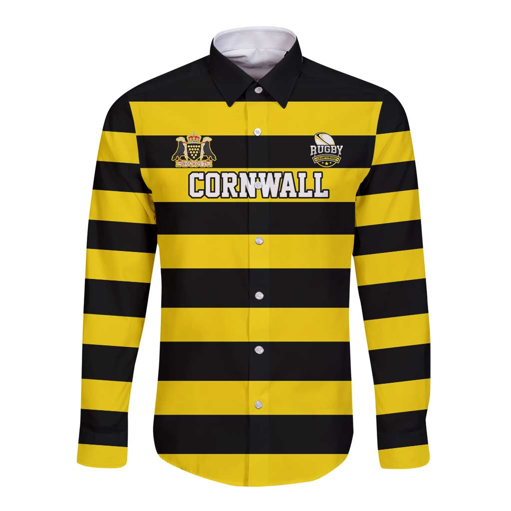 Custom Cornwall Rugby Long Sleeve Button Shirt One and All - Wonder Print Shop