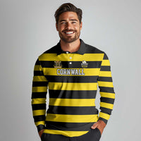 Custom Cornwall Rugby Long Sleeve Polo Shirt One and All - Wonder Print Shop
