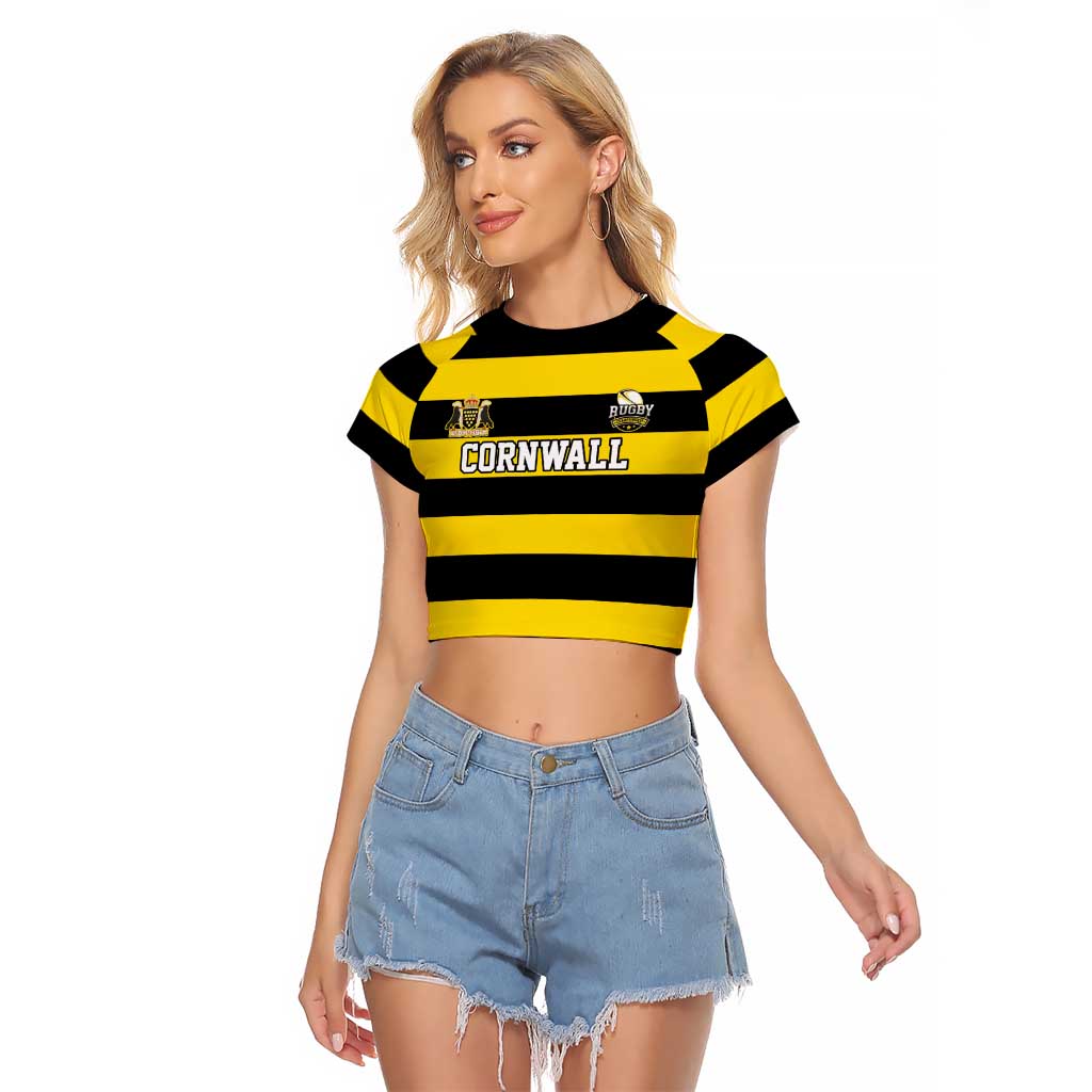 Custom Cornwall Rugby Raglan Cropped T Shirt One and All - Wonder Print Shop
