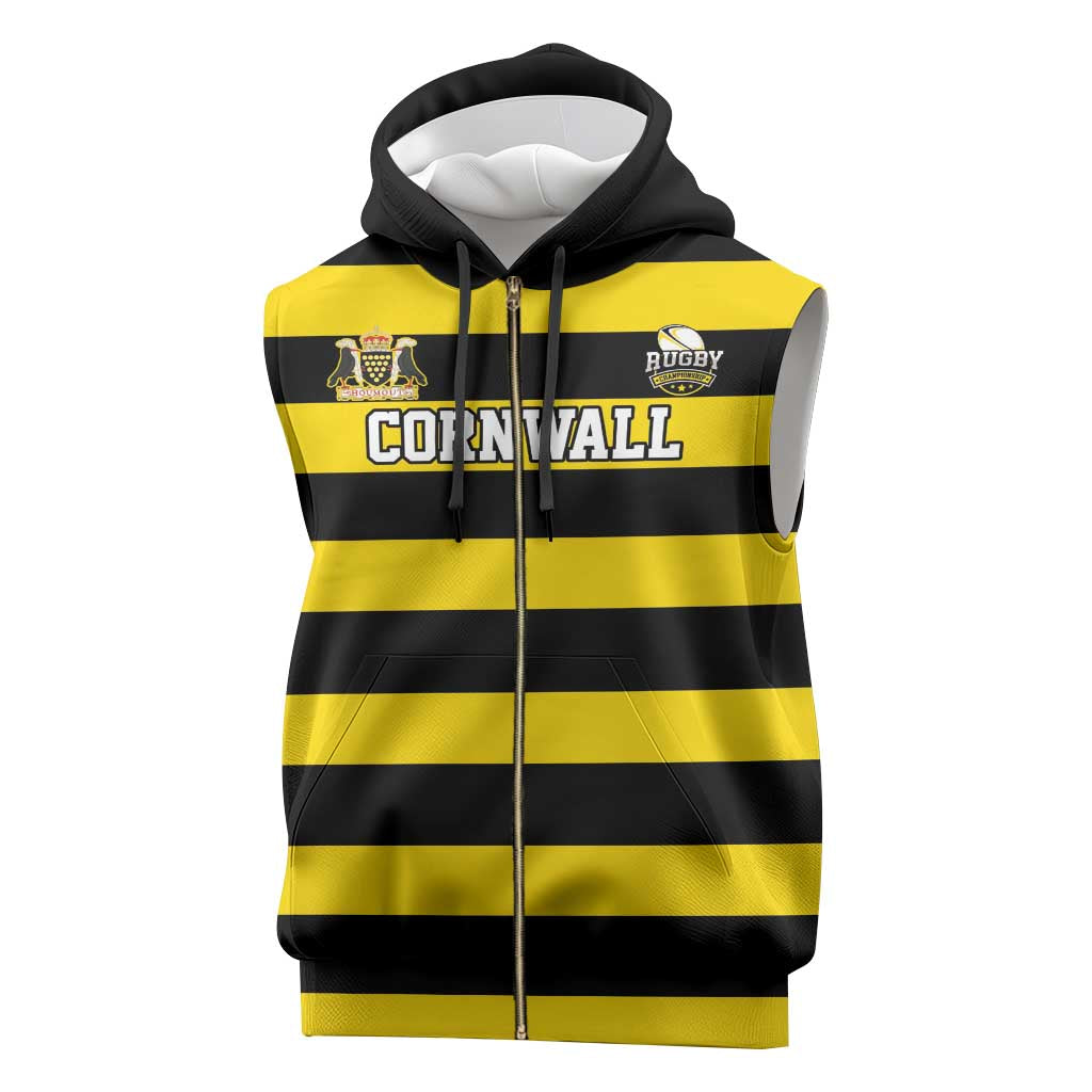 Custom Cornwall Rugby Sleeveless Zip Hoodie One and All - Wonder Print Shop