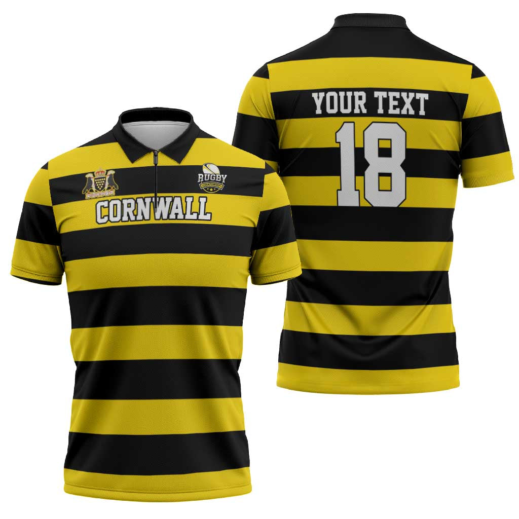 Custom Cornwall Rugby Zipper Polo Shirt One and All - Wonder Print Shop