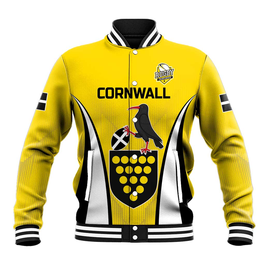 Custom Cornwall Rugby Baseball Jacket Cornish Chough Go Champion - Wonder Print Shop
