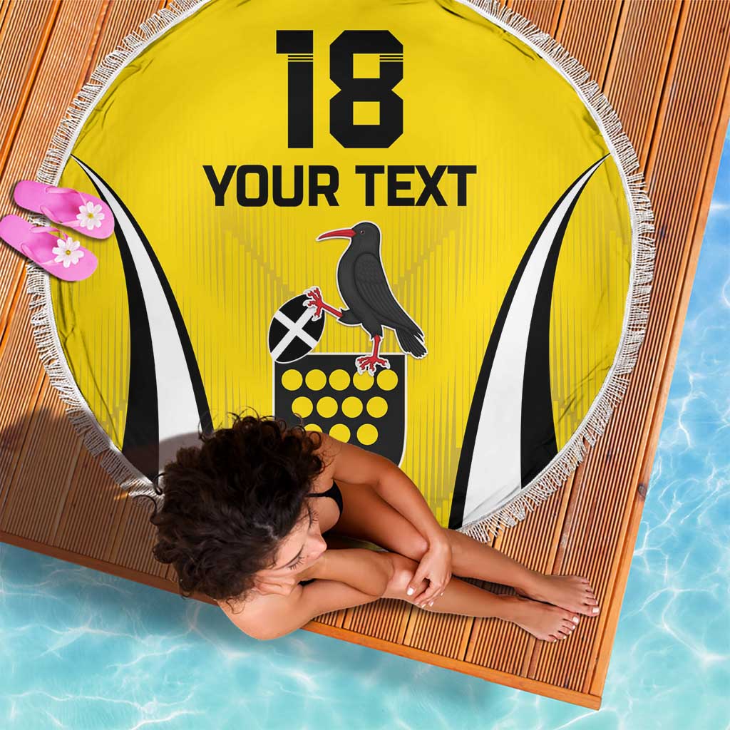Custom Cornwall Rugby Beach Blanket Cornish Chough Go Champion - Wonder Print Shop