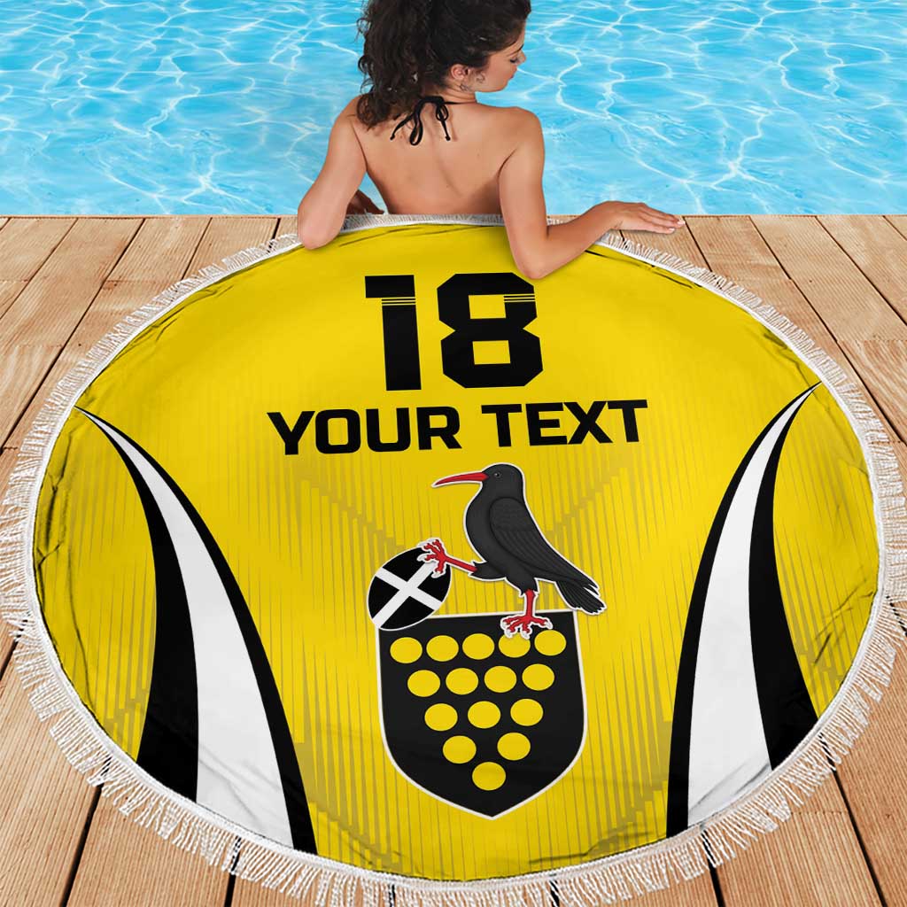 Custom Cornwall Rugby Beach Blanket Cornish Chough Go Champion - Wonder Print Shop