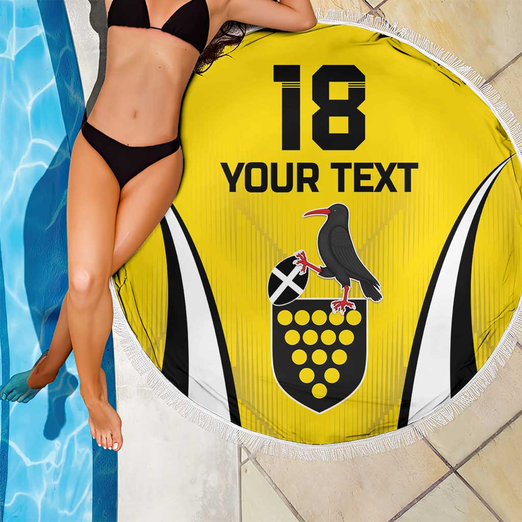 Custom Cornwall Rugby Beach Blanket Cornish Chough Go Champion - Wonder Print Shop