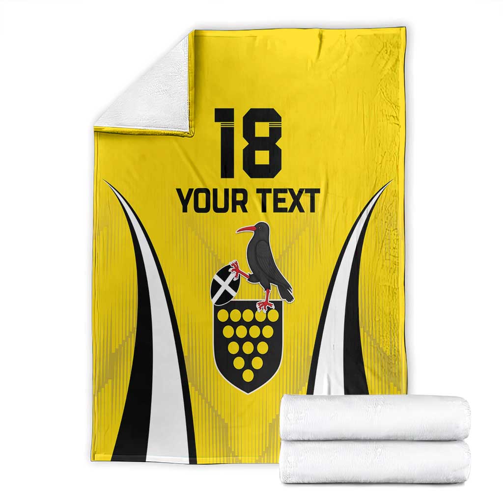 Custom Cornwall Rugby Blanket Cornish Chough Go Champion - Wonder Print Shop