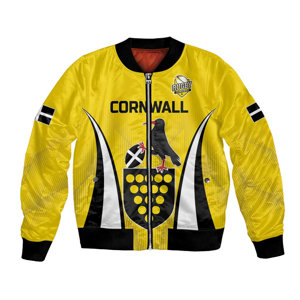 Custom Cornwall Rugby Bomber Jacket Cornish Chough Go Champion - Wonder Print Shop