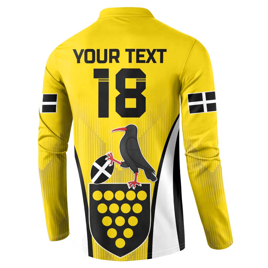 Custom Cornwall Rugby Button Sweatshirt Cornish Chough Go Champion - Wonder Print Shop