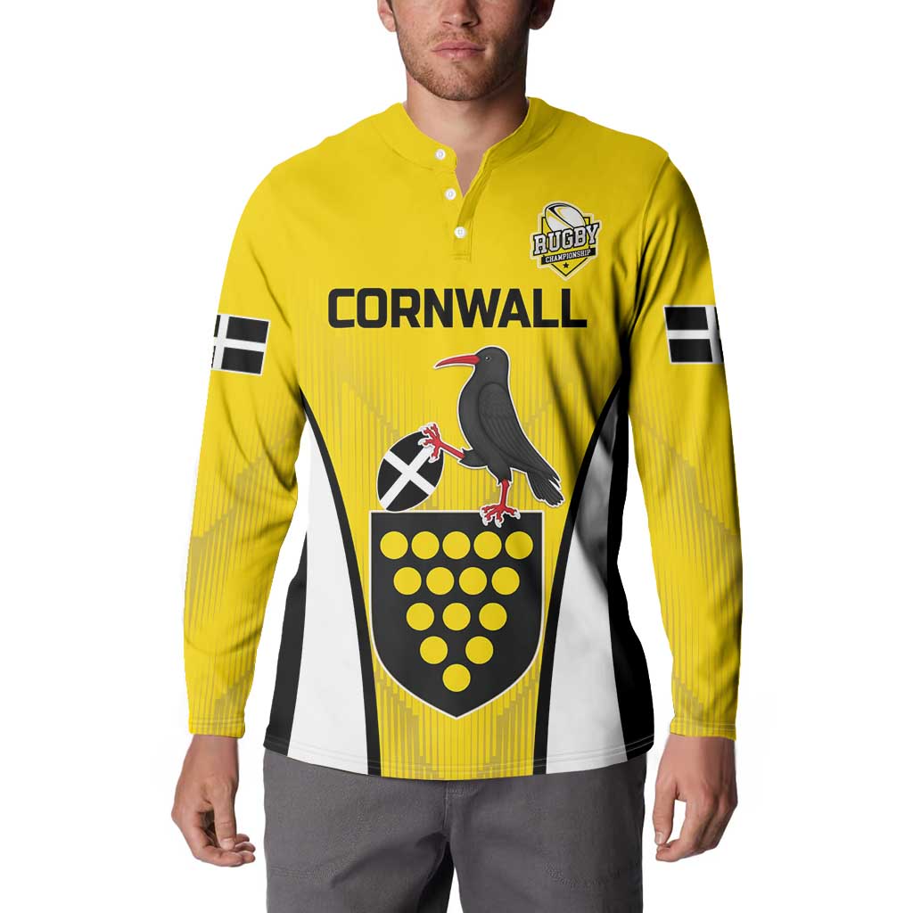 Custom Cornwall Rugby Button Sweatshirt Cornish Chough Go Champion - Wonder Print Shop