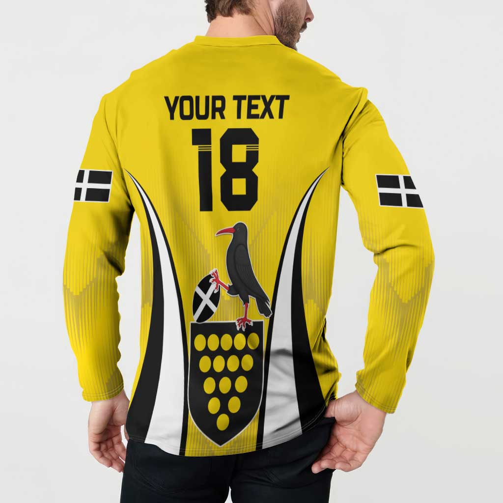 Custom Cornwall Rugby Button Sweatshirt Cornish Chough Go Champion - Wonder Print Shop