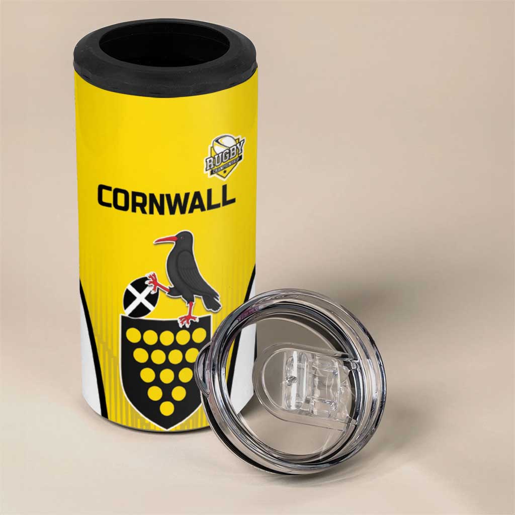 Custom Cornwall Rugby 4 in 1 Can Cooler Tumbler Cornish Chough Go Champion - Wonder Print Shop