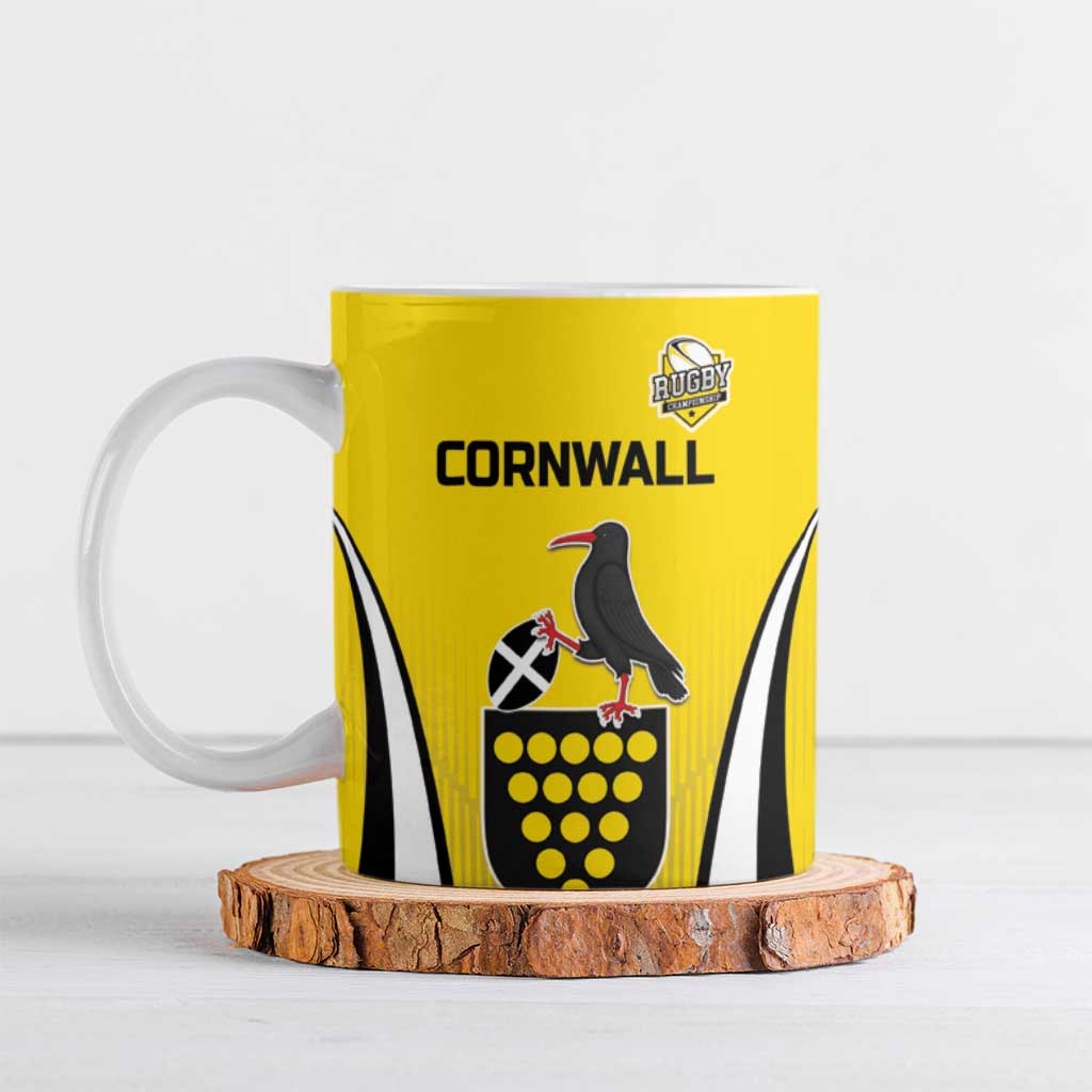 Custom Cornwall Rugby Ceramic Mug Cornish Chough Go Champion - Wonder Print Shop