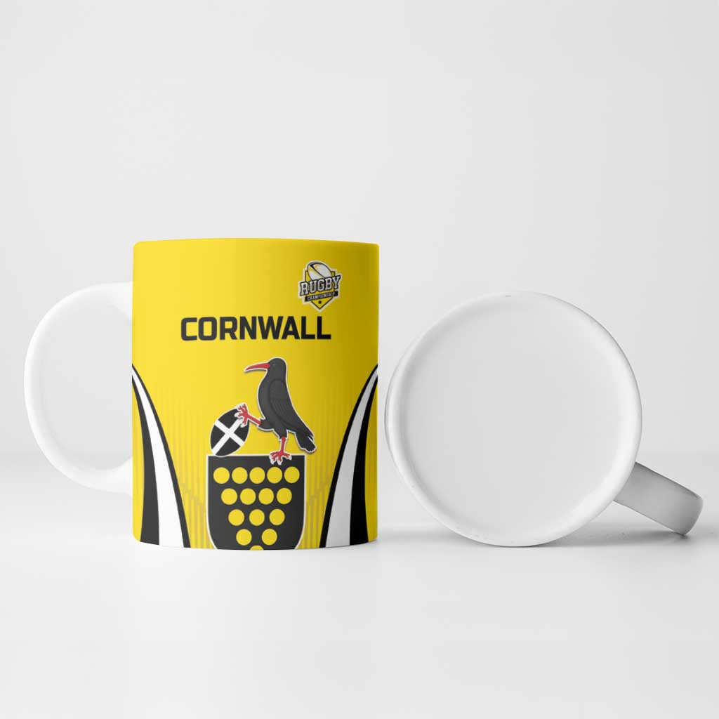 Custom Cornwall Rugby Ceramic Mug Cornish Chough Go Champion - Wonder Print Shop