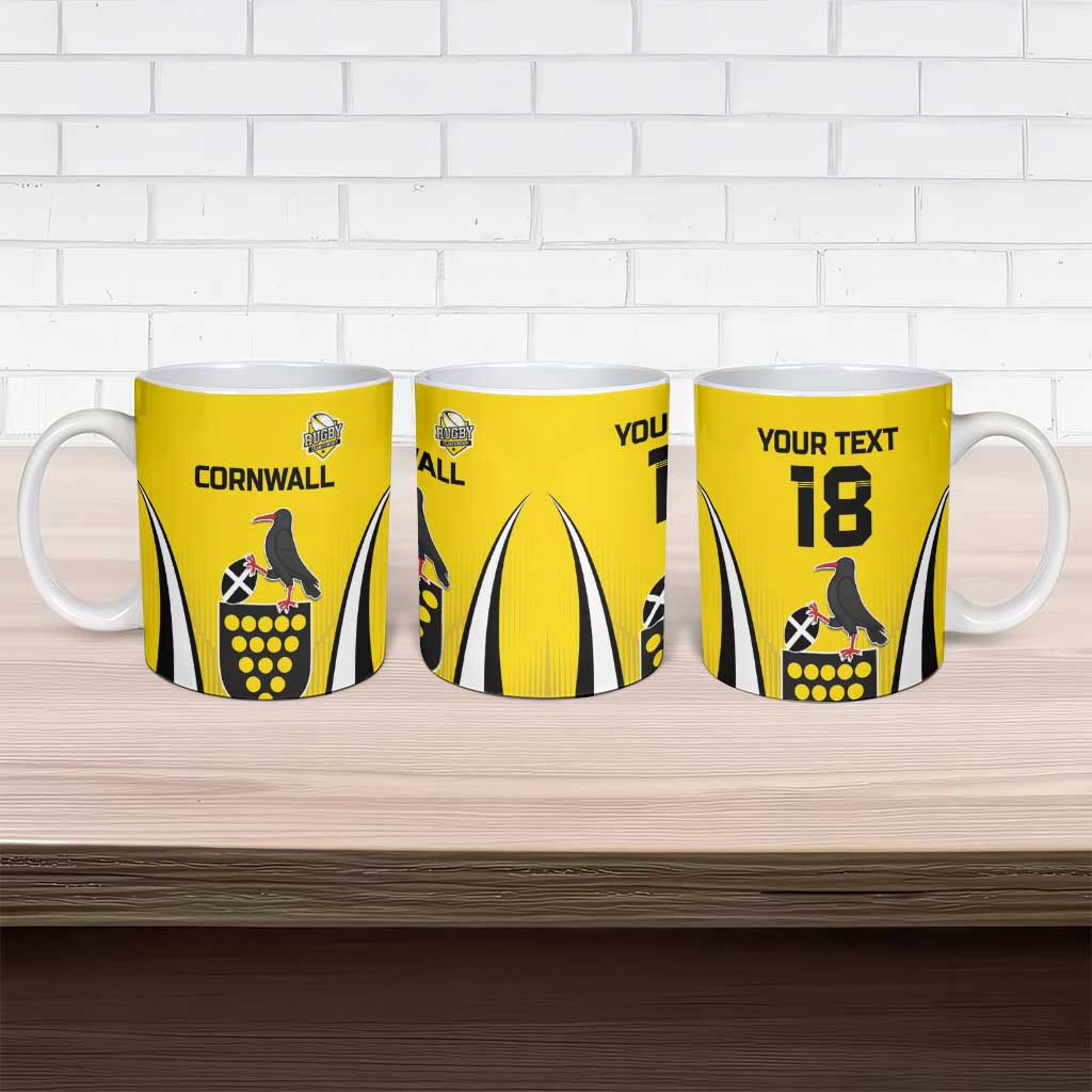 Custom Cornwall Rugby Ceramic Mug Cornish Chough Go Champion - Wonder Print Shop
