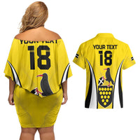 Custom Cornwall Rugby Couples Matching Off Shoulder Short Dress and Hawaiian Shirt Cornish Chough Go Champion - Wonder Print Shop