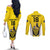 Custom Cornwall Rugby Couples Matching Off The Shoulder Long Sleeve Dress and Long Sleeve Button Shirt Cornish Chough Go Champion - Wonder Print Shop