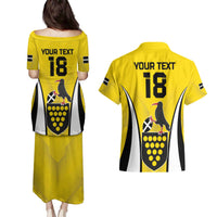 Custom Cornwall Rugby Couples Matching Puletasi and Hawaiian Shirt Cornish Chough Go Champion - Wonder Print Shop