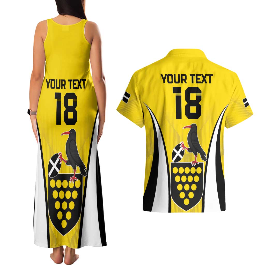 Custom Cornwall Rugby Couples Matching Tank Maxi Dress and Hawaiian Shirt Cornish Chough Go Champion - Wonder Print Shop