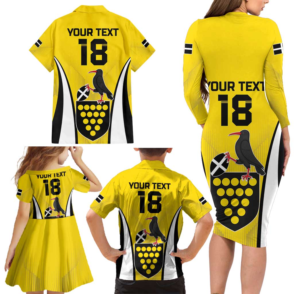 Custom Cornwall Rugby Family Matching Long Sleeve Bodycon Dress and Hawaiian Shirt Cornish Chough Go Champion - Wonder Print Shop