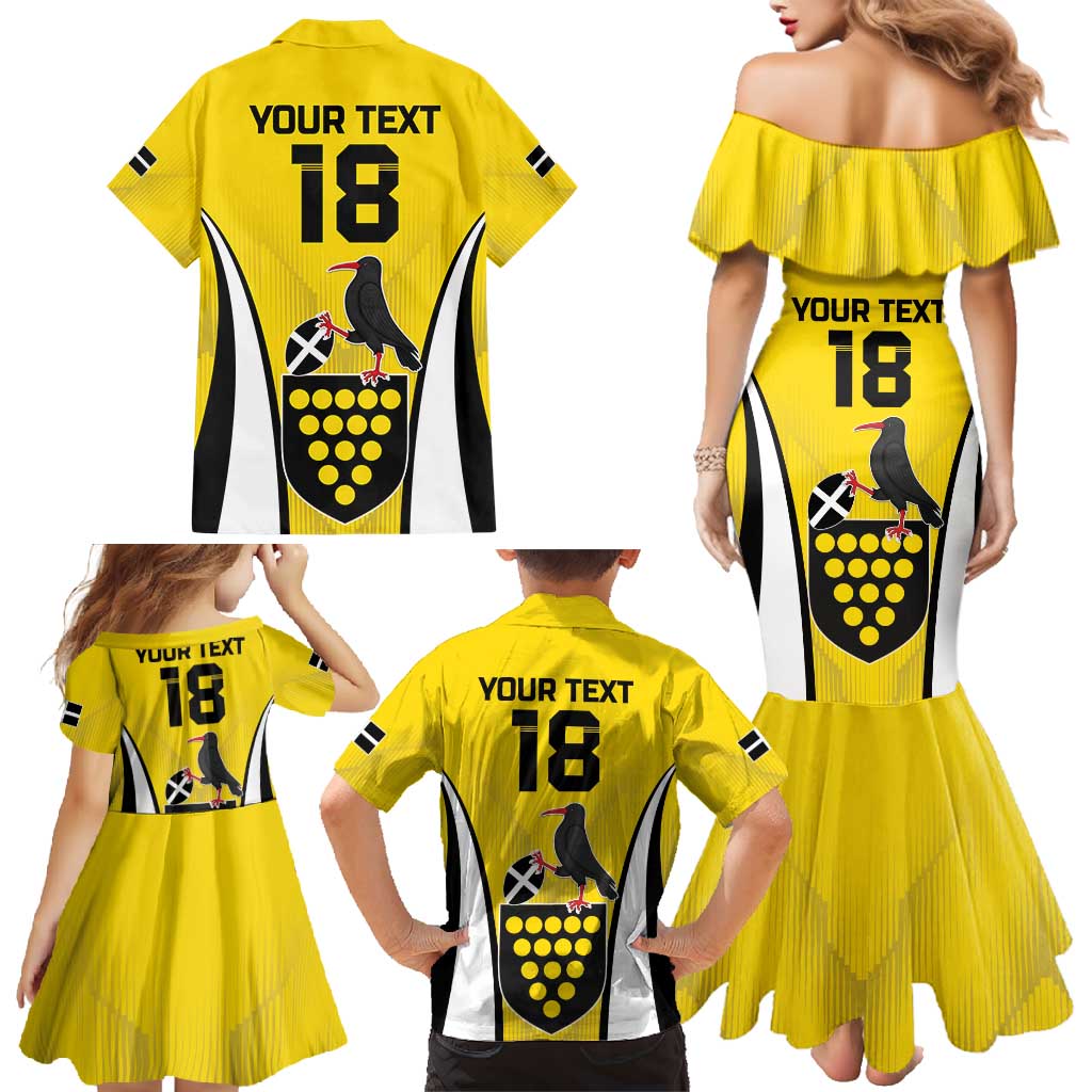 Custom Cornwall Rugby Family Matching Mermaid Dress and Hawaiian Shirt Cornish Chough Go Champion - Wonder Print Shop