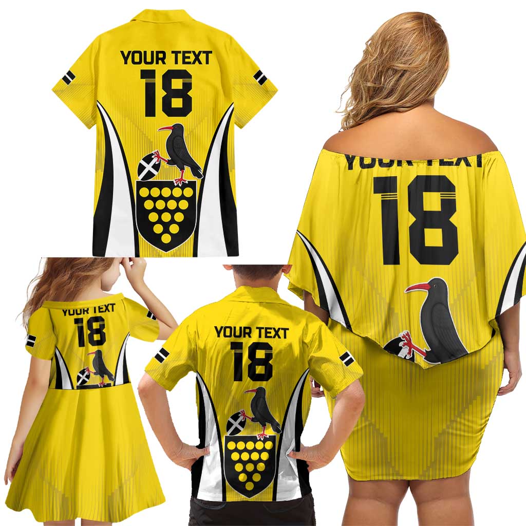 Custom Cornwall Rugby Family Matching Off Shoulder Short Dress and Hawaiian Shirt Cornish Chough Go Champion - Wonder Print Shop