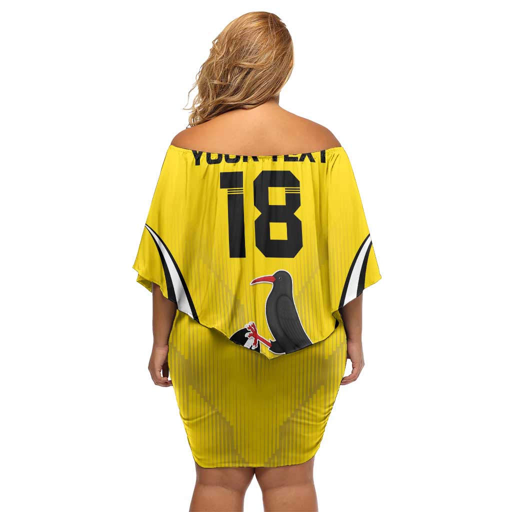 Custom Cornwall Rugby Family Matching Off Shoulder Short Dress and Hawaiian Shirt Cornish Chough Go Champion - Wonder Print Shop