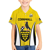 Custom Cornwall Rugby Family Matching Off Shoulder Short Dress and Hawaiian Shirt Cornish Chough Go Champion - Wonder Print Shop