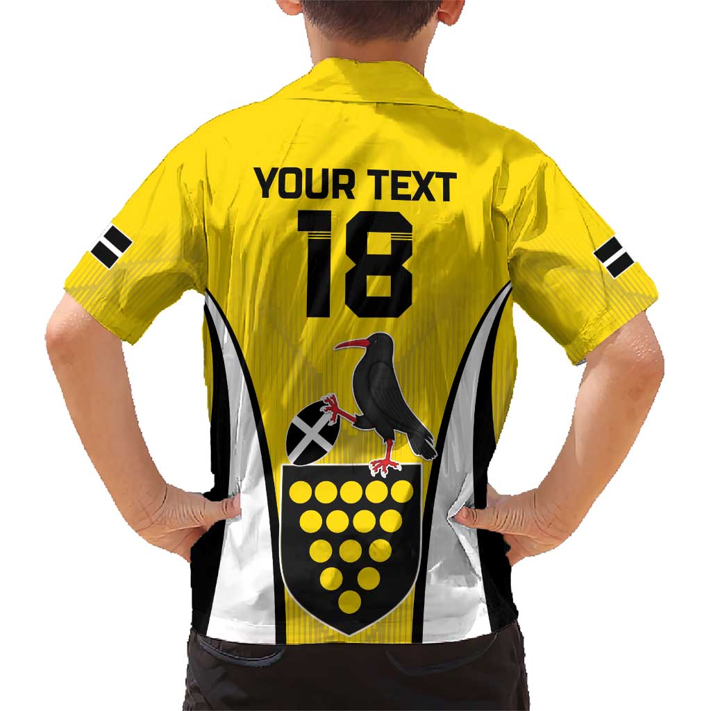 Custom Cornwall Rugby Family Matching Short Sleeve Bodycon Dress and Hawaiian Shirt Cornish Chough Go Champion - Wonder Print Shop