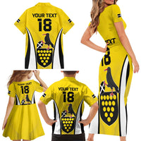 Custom Cornwall Rugby Family Matching Short Sleeve Bodycon Dress and Hawaiian Shirt Cornish Chough Go Champion - Wonder Print Shop