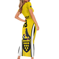 Custom Cornwall Rugby Family Matching Short Sleeve Bodycon Dress and Hawaiian Shirt Cornish Chough Go Champion - Wonder Print Shop