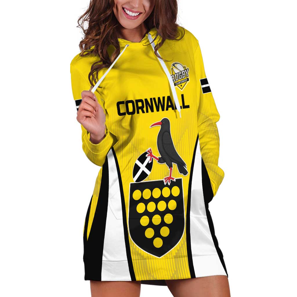 Custom Cornwall Rugby Hoodie Dress Cornish Chough Go Champion - Wonder Print Shop