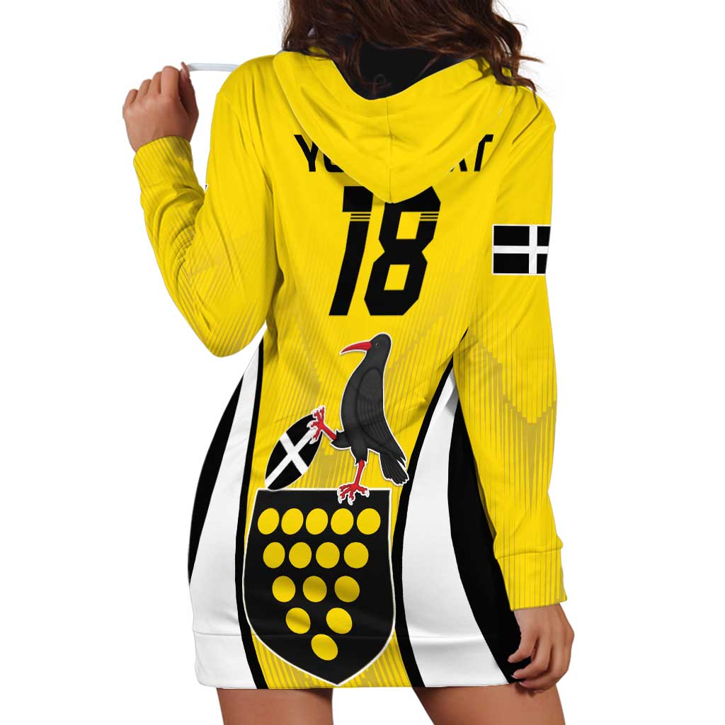 Custom Cornwall Rugby Hoodie Dress Cornish Chough Go Champion - Wonder Print Shop