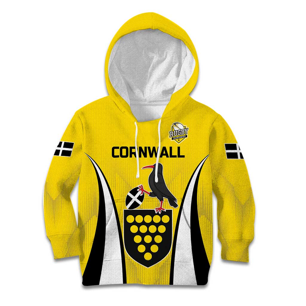 Custom Cornwall Rugby Kid Hoodie Cornish Chough Go Champion - Wonder Print Shop