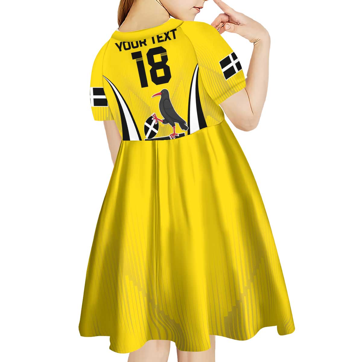 Custom Cornwall Rugby Kid Short Sleeve Dress Cornish Chough Go Champion - Wonder Print Shop