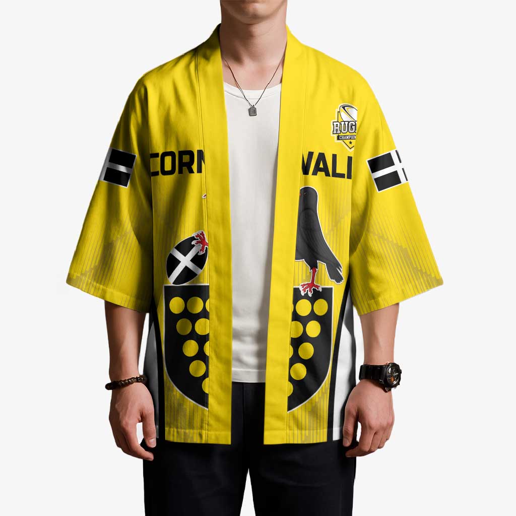 Custom Cornwall Rugby Kimono Cornish Chough Go Champion - Wonder Print Shop
