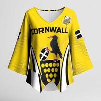Custom Cornwall Rugby Kimono Sleeve Blouse Cornish Chough Go Champion - Wonder Print Shop