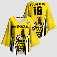 Custom Cornwall Rugby Kimono Sleeve Blouse Cornish Chough Go Champion - Wonder Print Shop