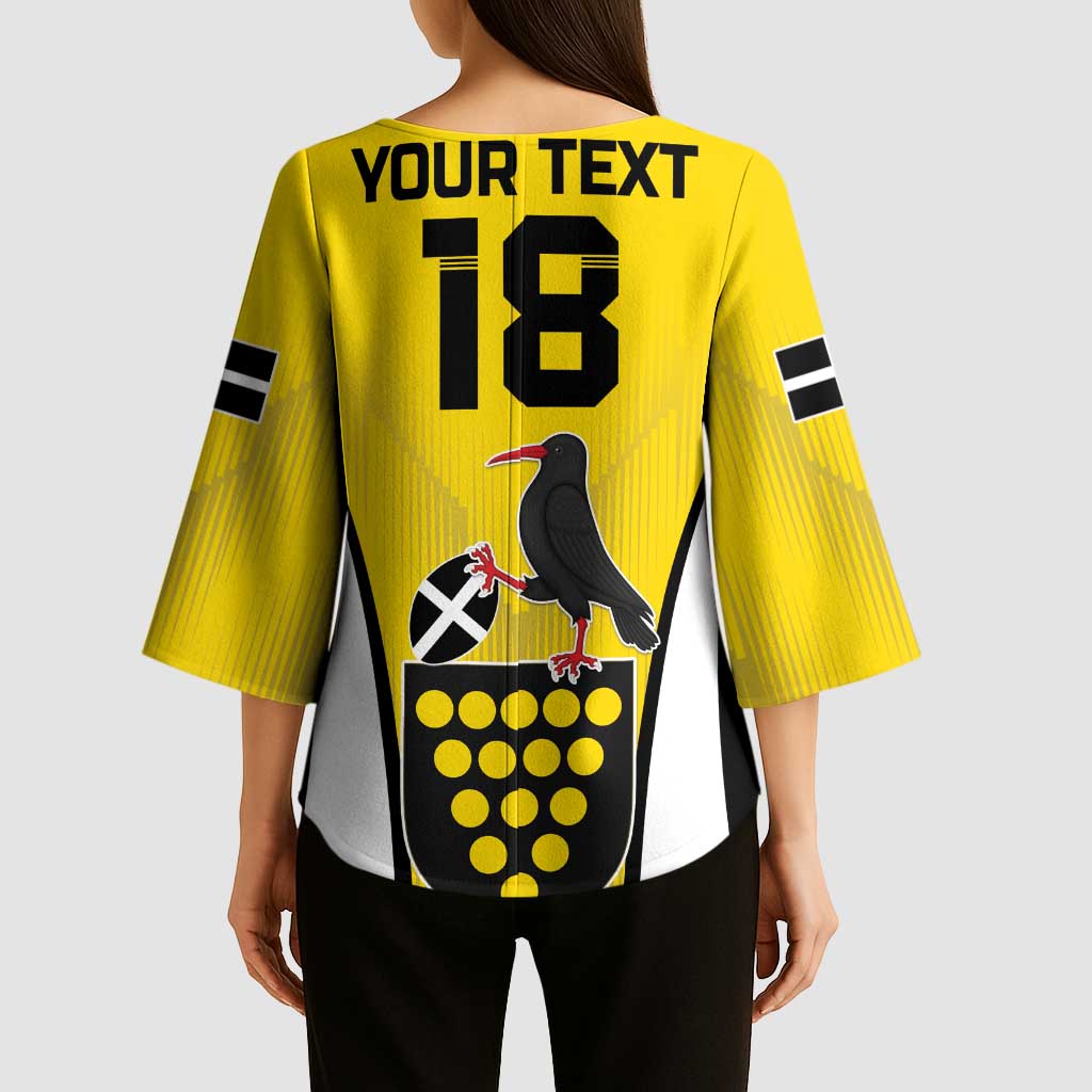 Custom Cornwall Rugby Kimono Sleeve Blouse Cornish Chough Go Champion - Wonder Print Shop