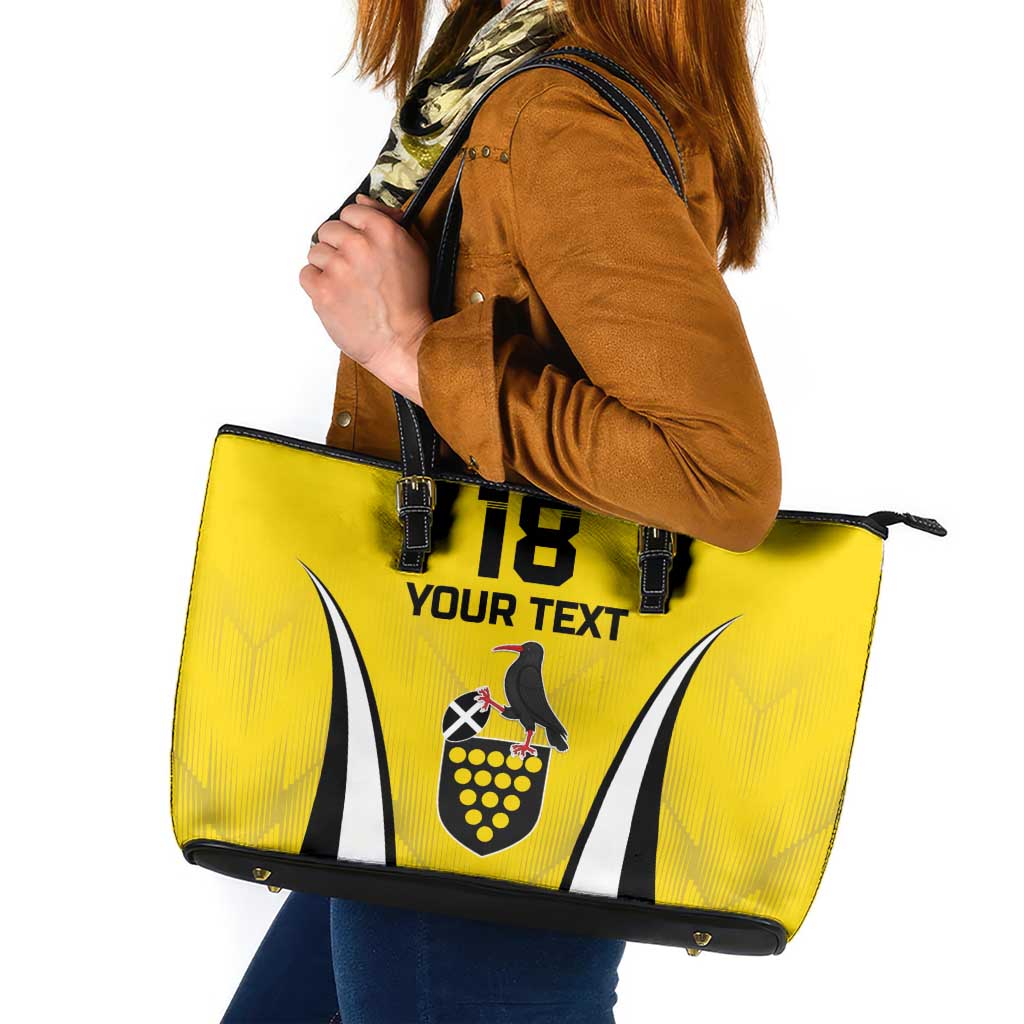 Custom Cornwall Rugby Leather Tote Bag Cornish Chough Go Champion - Wonder Print Shop