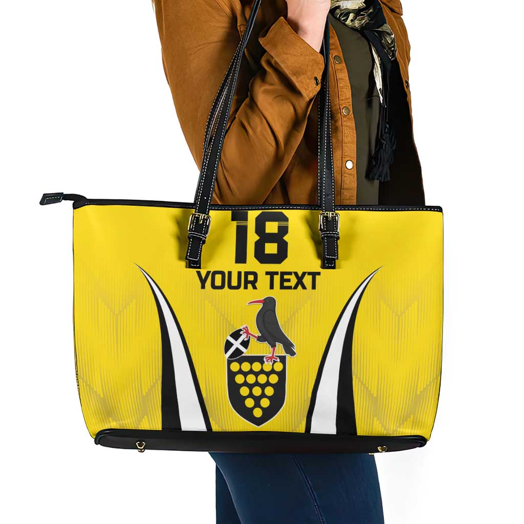 Custom Cornwall Rugby Leather Tote Bag Cornish Chough Go Champion - Wonder Print Shop