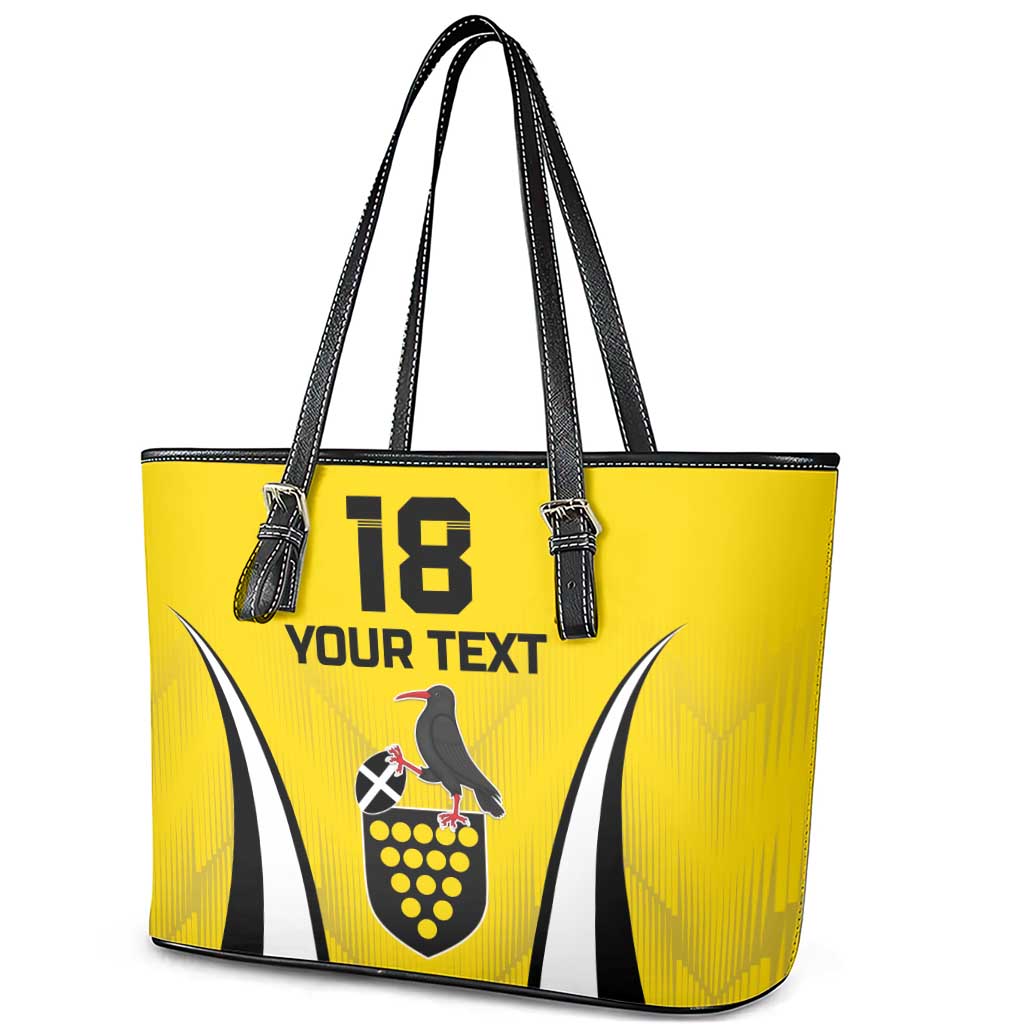 Custom Cornwall Rugby Leather Tote Bag Cornish Chough Go Champion - Wonder Print Shop