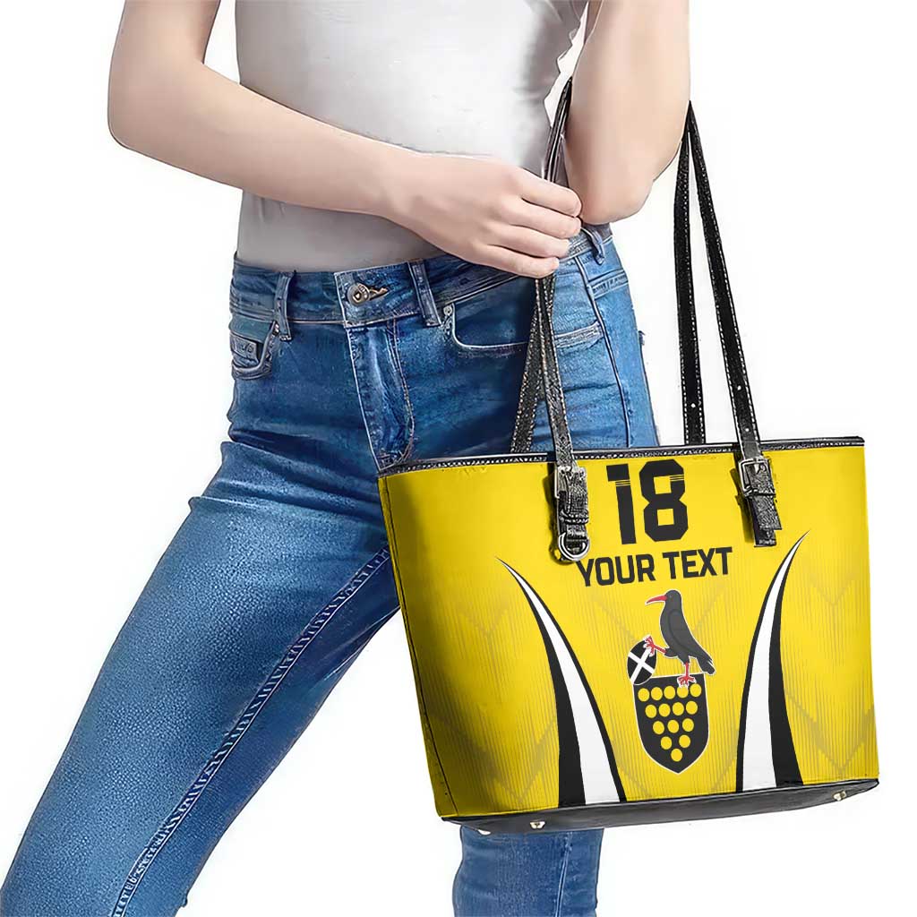 Custom Cornwall Rugby Leather Tote Bag Cornish Chough Go Champion - Wonder Print Shop