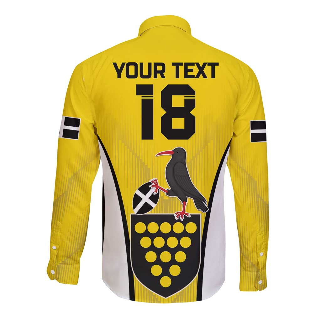Custom Cornwall Rugby Long Sleeve Button Shirt Cornish Chough Go Champion - Wonder Print Shop