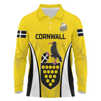 Custom Cornwall Rugby Long Sleeve Polo Shirt Cornish Chough Go Champion - Wonder Print Shop