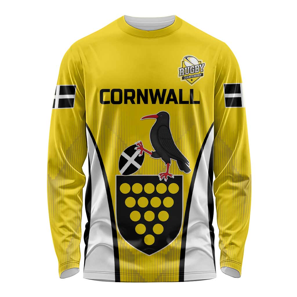 Custom Cornwall Rugby Long Sleeve Shirt Cornish Chough Go Champion - Wonder Print Shop