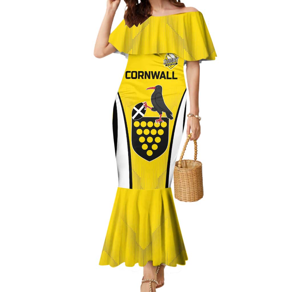 Custom Cornwall Rugby Mermaid Dress Cornish Chough Go Champion - Wonder Print Shop